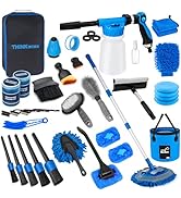 THINKWORK Car Wash Kit, Car Detailing Kit with Foam Gun, Car Wash Brush Mop and Large Folding Buc...