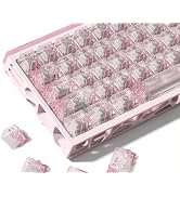 Womier Honeycomb Clear Keycaps, Pink Shine Through Keycaps, Jelly Keycap | Transparent keyboard C...