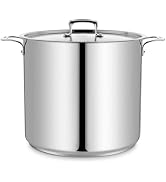 Stainless Steel Stockpot with Lid 24 Quart, Durable 18/8 Stainless Steel, Impact-Bonded Base for ...