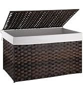 OIAHOMY Large Storage Basket with Lid, 42.3 Gallon (160L) Blanket Basket with Removable Liner Bag...