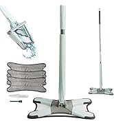 EZ SPARES X-Type Microfiber Hardwood Floor Mop, 3 Microfiber Mop Replacement Pads, Hand Free Wash...