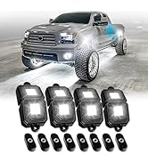 OPT7 Photon Pure White LED Magnet Rock Lights, 4 Black Pods Wide Angle Multicolor Neon Underglow ...