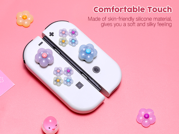 Cute Switch Joycon Thumb Grip Caps, Kawaii D-Pad Button Cover