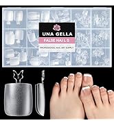 UNA GELLA Square Toe Nail Tips 216Pcs 15Sizes Full Cover Long Wider Toe Nail Tips Soft Gel Pre-et...
