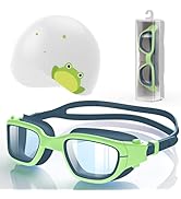 Zeligerstar Kids Swim Goggles with Silicone Swim Cap, Swimming Goggles for Kids 6-14, Anti-Fog UV...