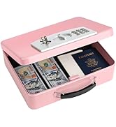 KYODOLED Pink Safe Box with Digital Keypad Lock, Lock Box with Code for Personal Items, Metal Sec...