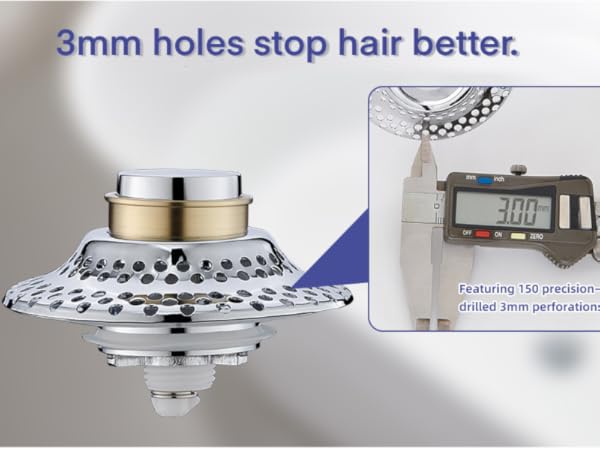 Superior by Design: Our 3mm holes stop hair better.