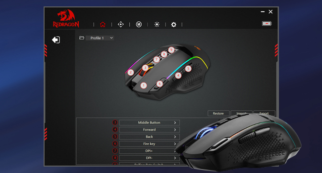 Redragon M991 mouse with programmable software for PC play enables tailored performance