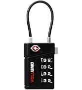 Vollumo TSA Approved Luggage Lock, 4-Digit Combination, Black Cable Padlock for Travel Suitcase (...