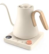 Epeios Gooseneck Electric Kettle 1°F Temperature Control,1200W,0.9L,White | Rapid Heating, for Po...