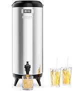 ROVSUN 4.8 Gallon Insulated Beverage Dispenser, Stainless Steel Hot and Cold Drink Dispenser, Ice...