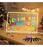 LED Note Board with Colors,Acrylic Dry Erase Board with Light,11.8