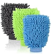 3 Pack Chenille Microfiber Car Wash Mitt, 7" x 9.6" Car Washing Mitts, Home Dusting Gloves, Scrat...