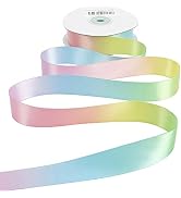 MEEDEE Pastel Ribbon Pastel Rainbow Ribbon 1 inch Rainbow Craft Ribbons Gift Satin Ribbons for Gi...