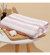 Vie Triomphe Classic Striped Cotton Bath Towel, 27.5x55 Inch Zero Twist Quick Dry Bathroom Towel,...