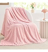 BEDELITE Fleece Decorative Blanket - 3D Jacquard Pink Throw Blankets for Women's Couch & Bed, Sof...