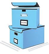 Huolewa Decorative File Organizer Document Storage Boxes with Lids, Linen Hanging Filing Storage ...