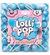 Cotton Candy Lollipops – 65 Count Bulk Candy Pack, Individually Wrapped – Sweet Blue Suckers for ...