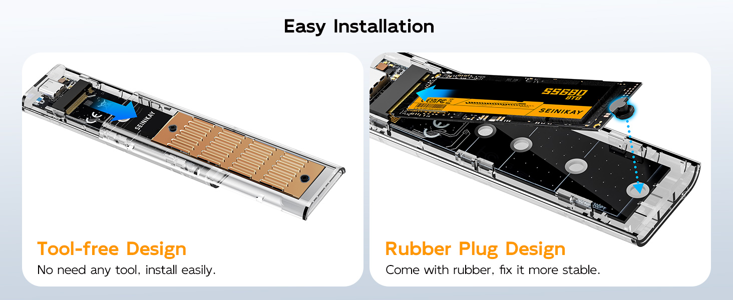 Tool-free NVMe Enclosure