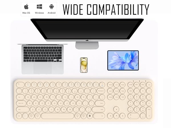 Quiet Bluetooth Keyboard - Multi-Device Aesthetic Wireless Keyboard