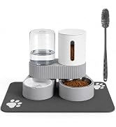ZBIAOJNU Gravity Cat Feeder 2 Pack Automatic Food Feeder and Water Dispenser Set Detachable Pet B...
