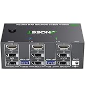 KVM Switch 3 Monitors 2 Computers 8K@60Hz 4K@144Hz, HDMI+2 Displayport KVM Switch Triple Monitor ...