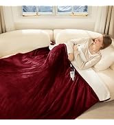 FVERWAG Full Size Heated Blanket Fast Heating, Washable Electric Blanket, Red