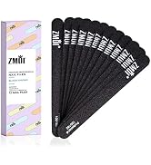 ZMOI Professional Nail Files, 12 PCS Washable Double Sided Emory Board 100/180 Grit for Natural/A...