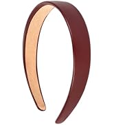 Motique Accessories 1 Inch Vegan Leather Headband for Women and Girls (Brown)