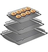 Hunnycook Baking Sheet with Rack Set - 3 Baking Sheets + 3 Cooling Racks, Carbon Steel Cookie She...