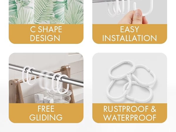 plastic shower curtain hooks white