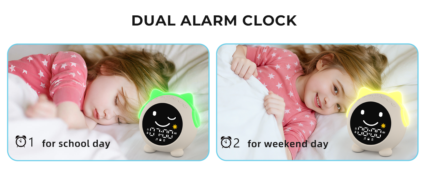 kids alarm clock hatch ok to wake digital bedroom room toddler night light boy girl sleep battery