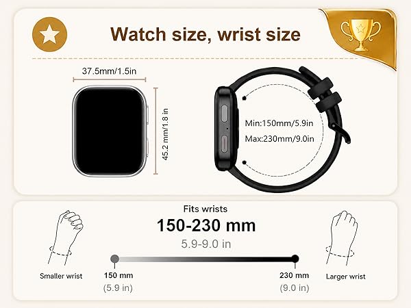 fitness watch size
