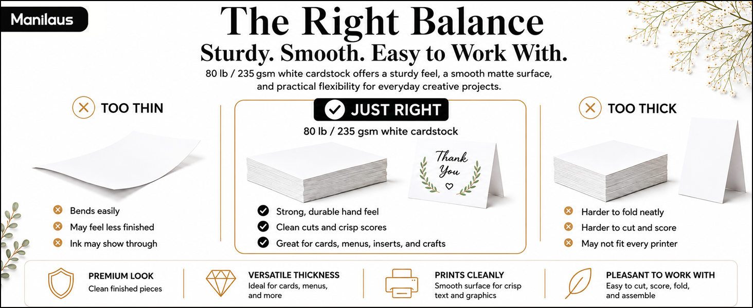 80lb white cardstock 8.5 x 11 comparison for thick card stock paper, cards, menus and inserts