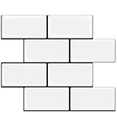 Art3d Peel and Stick Backsplash, 14x12 Subway Tiles, White Faux Ceramic Tiles (10 Tiles, Thicker ...