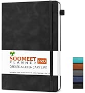 Soomeet Lined Journal Notebook, 200 Pages, Leather Hardcover Notebooks, A5 College Ruled Thick Cl...