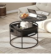HOJINLINERO Round Lift Top Coffee Table,Coffee Tables Living Room,Black Coffee Table with Storage...