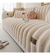 Huierxun Fuzzy Rabbit Plush Sofa Cover Thick Soft Fur Sectional Couch Cover Furry Fluffy Cushion ...