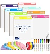 31 PCS Sticky Easel Pad Set, 15 x 18 in Mini Note Pads, Self-Stick Easel Pads Flip Chart Paper, A...