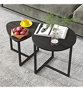 HOJINLINERO Coffee Table Side Tables End Tables Living Room Set of 2,Round Small Coffee Table Dec...