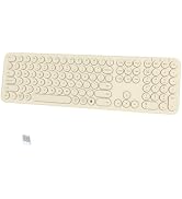 Quiet Wireless Keyboard, Round Keycaps, Low Profile Slim Design (Khaki) | Cloud-W Bluetooth & 2.4...