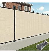 Patio 5' x 12' Fence Privacy Screen Beige Commercial Grade Mesh Shade Fabric with Brass Gromment ...