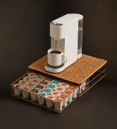 CANTALOP Handwoven Rattan K-Cup Holder Drawer for 36 Coffee Pods Storage, Coffee Pod Organizer Dr...