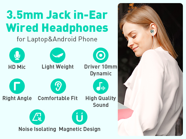 3.5mm Headphones Wired Earbuds with Microphone Noise Isolating Earphone