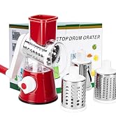 Rotary Cheese Grater Hand Crank Cheese Shredder with 3 Stainless Steel Blades, Rotary Grater, for...