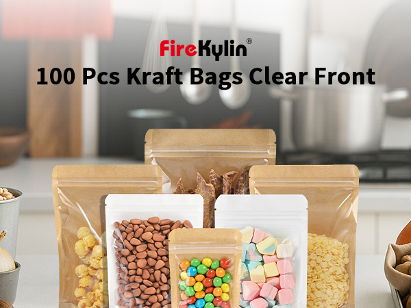 Kraft Bags With Window Clear Front Pouches