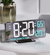 KOSUMOSU Digital Alarm Clock 6.7in Black Clock for Bedroom, Dual Alarm, Date, Seconds,Day of Week...