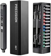 3.7v Mini Electric Screwdriver Set, Precision Screwdriver Set with 5 Torque Settings, LED Light, ...