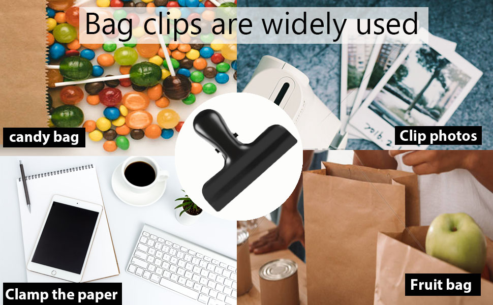 Bag Clips, Stainless Steel Chip Clip, Black Chip Clips Bag Clips Food Clips