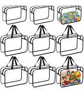 9 Packs Clear PVC Toy Storage Bags Include 6 Pcs Large and 3 Pcs Medium Toy Organizer Bags with L...